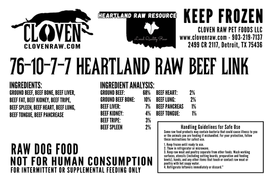 76/10/7/7 Heartland Raw Beef Links