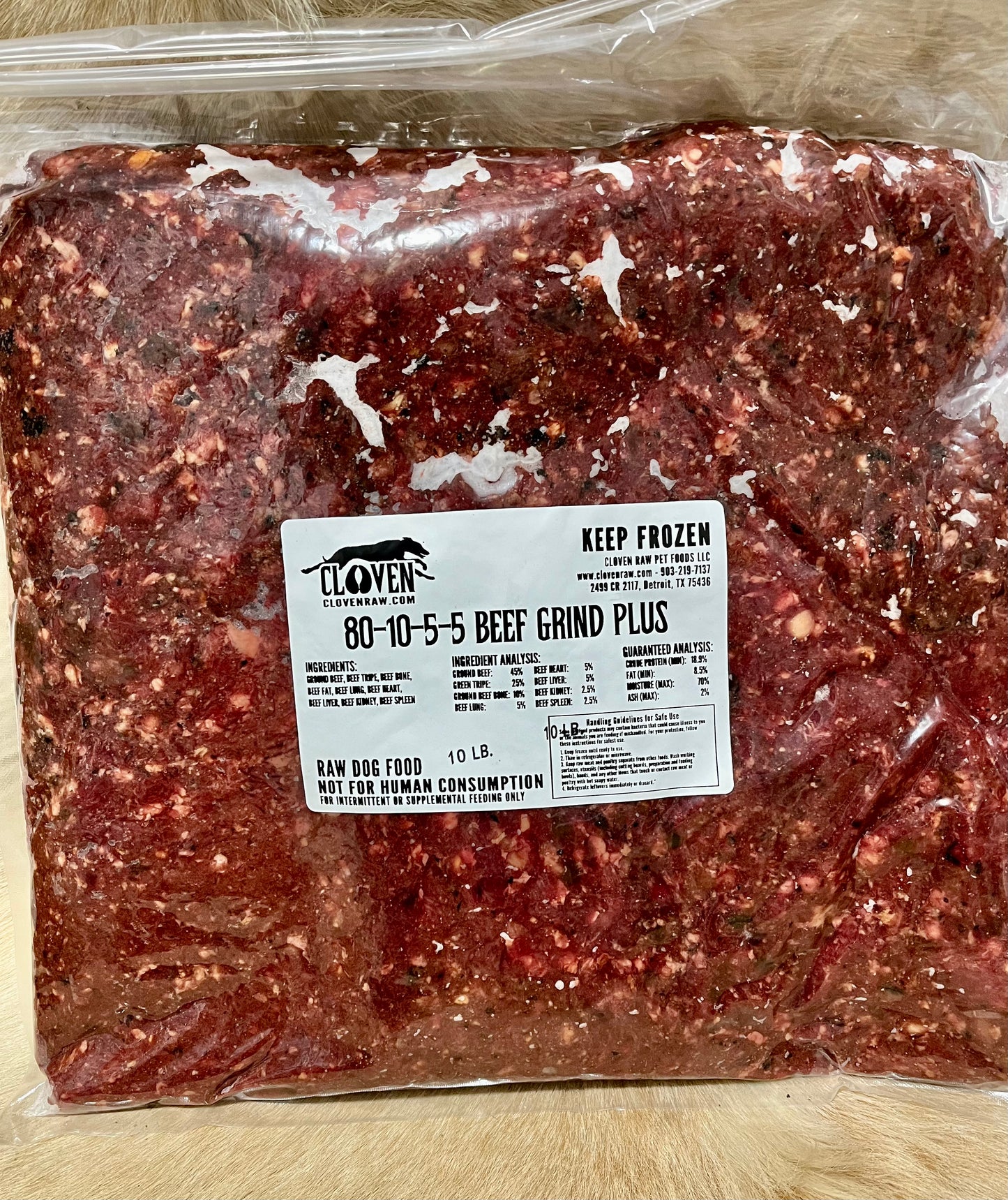 10 lb Vacuumed sealed package of Plus Grind