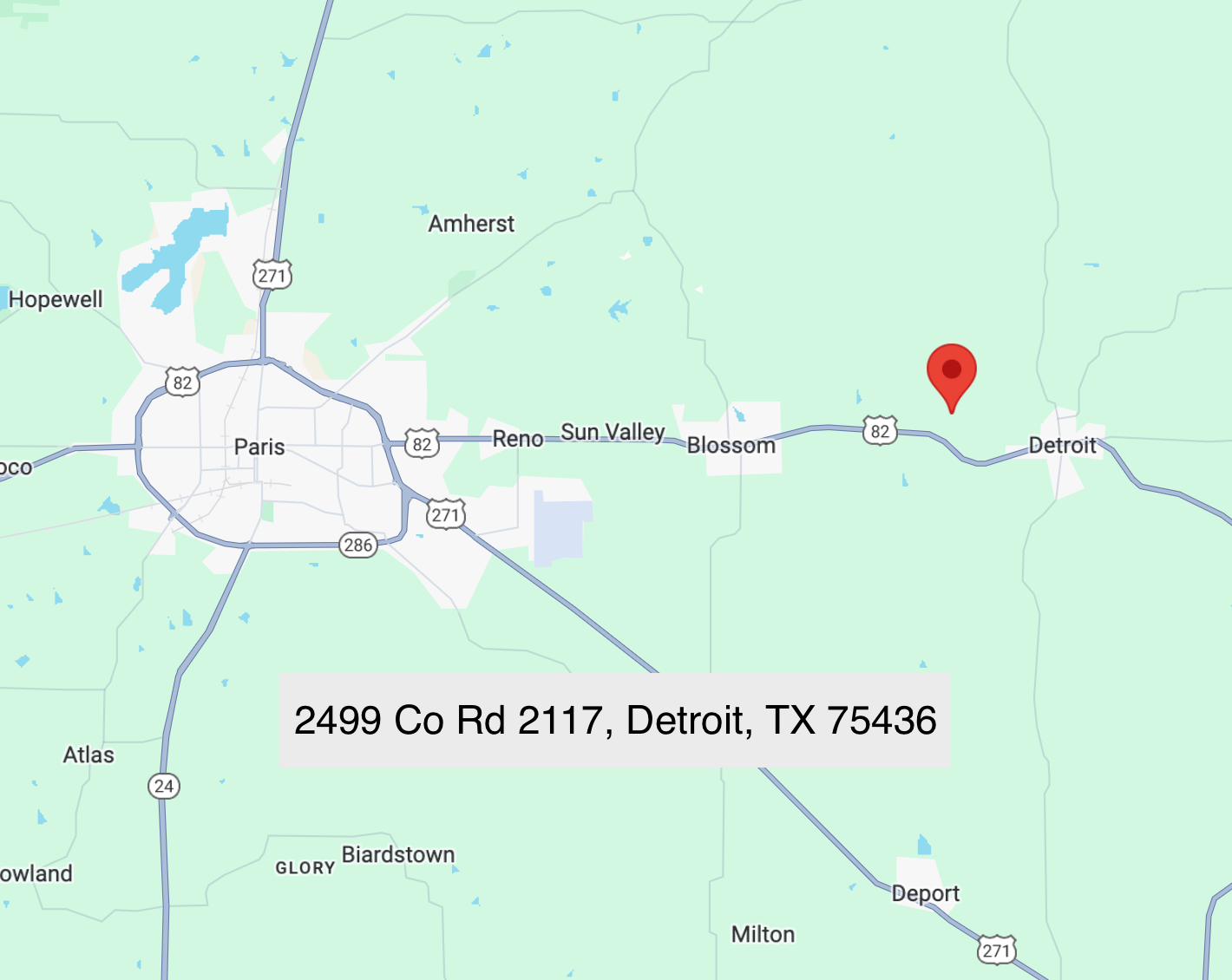 Map of 2499 CR 2117 Detroit TX