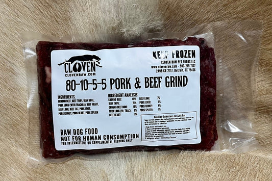Vacuumed sealed package of Pork & Beef Grind