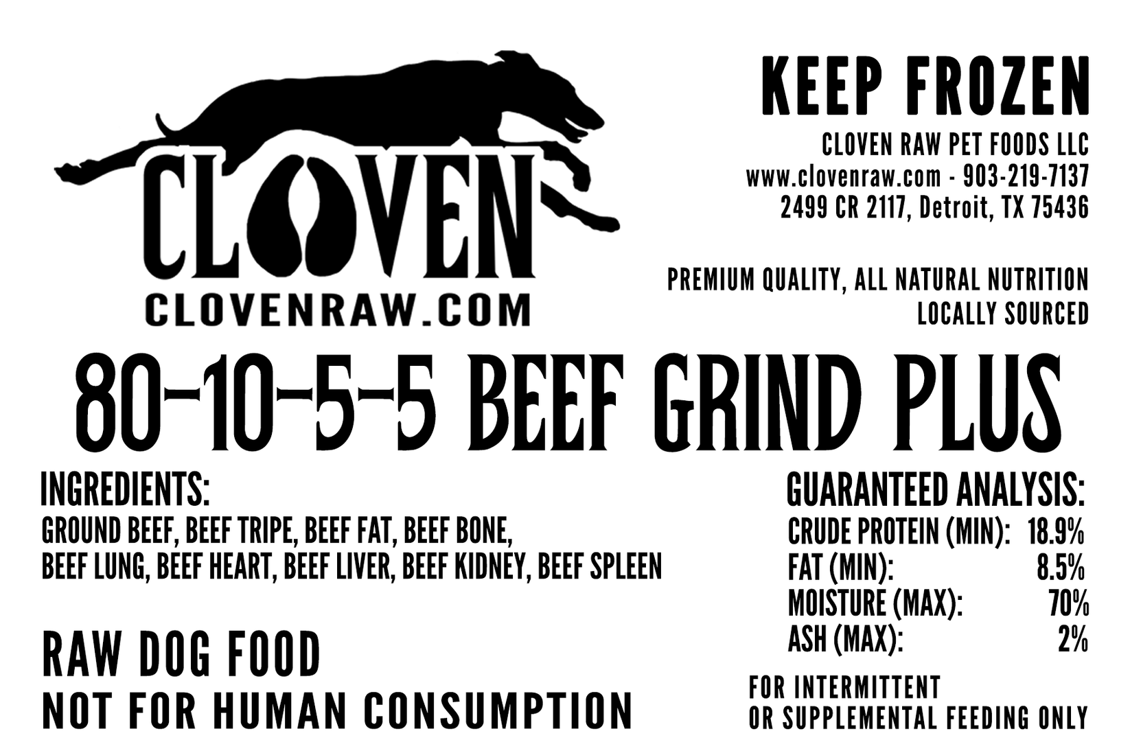 Beef Grind Plus Cloven Raw Pet Food