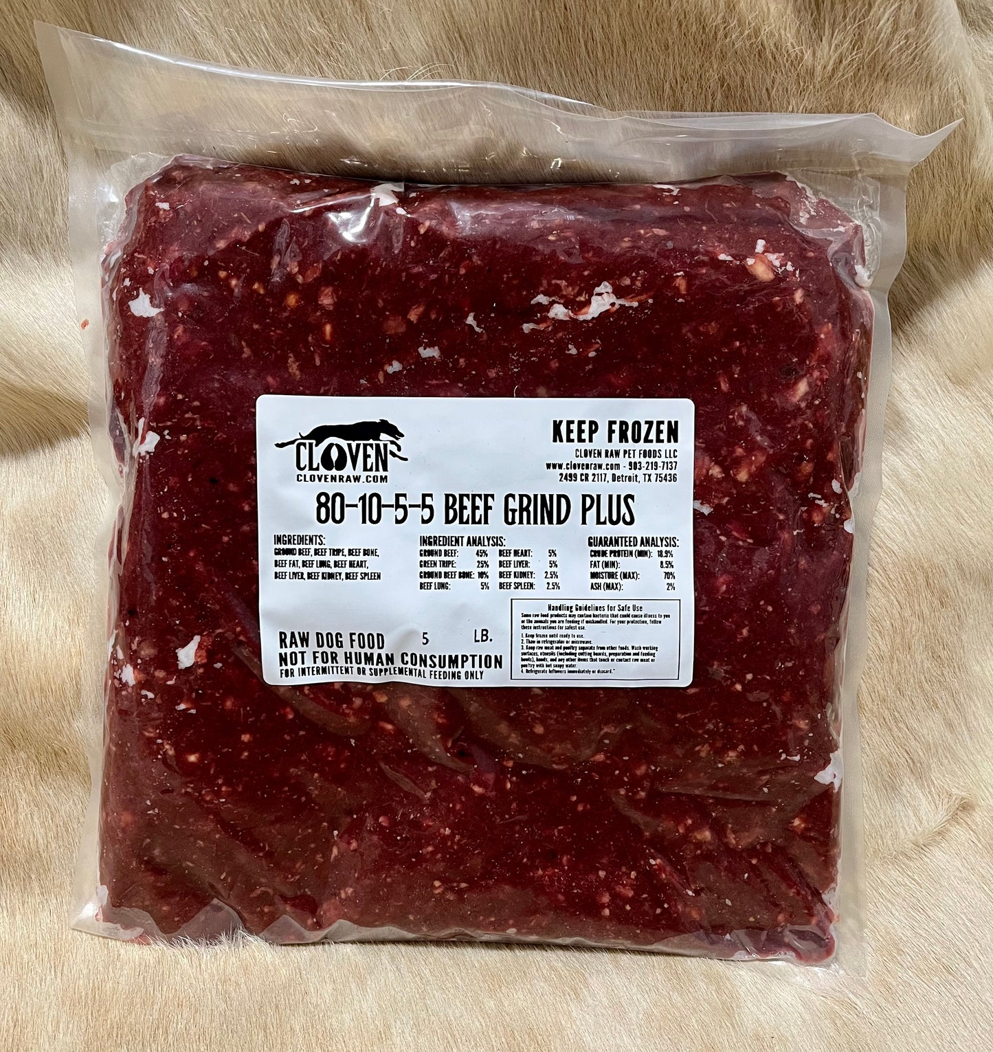 Beef Grind Plus  Cloven Raw Pet Food
