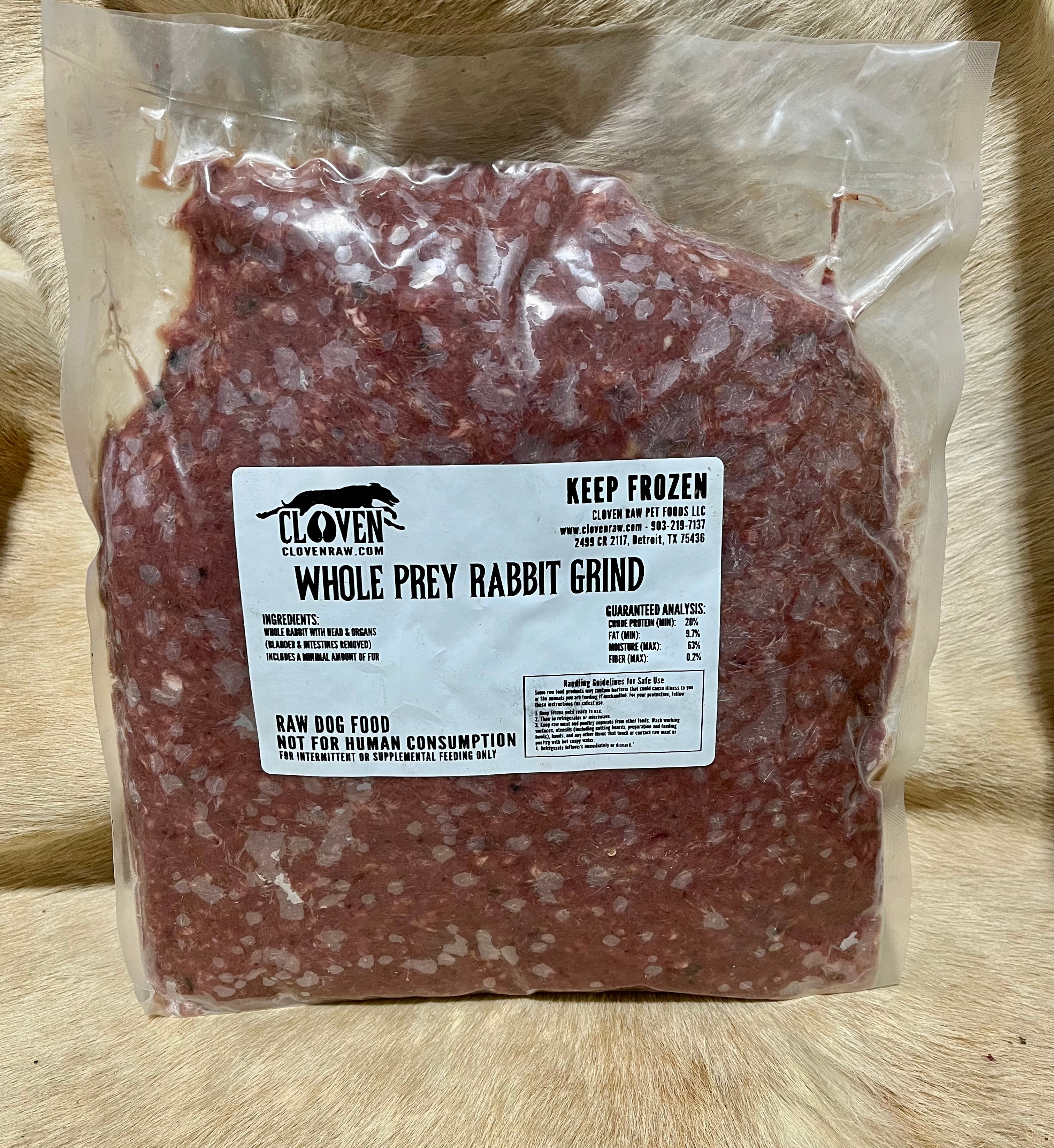 Whole Processed Rabbit Whole Prey Rabbit Grind | Cloven Raw Pet Food